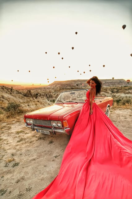 Cappadocia: Private Outdoor Photoshoot at Sunrise w/Transfer - The flying dress: private changing, fast styling, big payoff