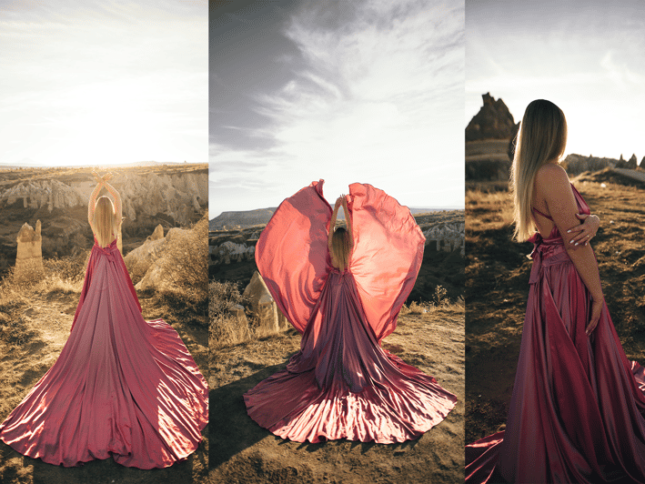 Göreme: Cappadocia Satin Flying Dress Rental - Private Group Service and Multilingual Help